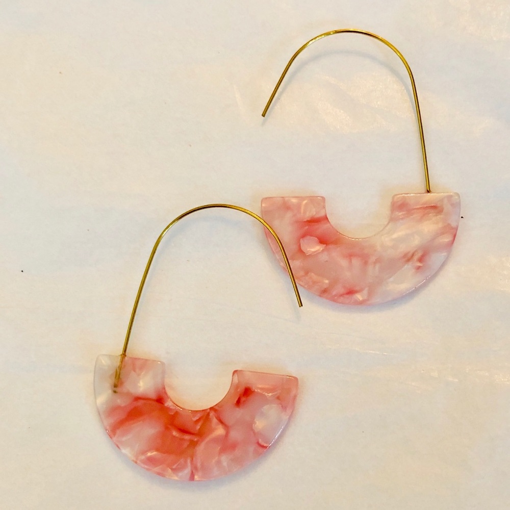 hoops pink resin earrings - Picture 2 of 4